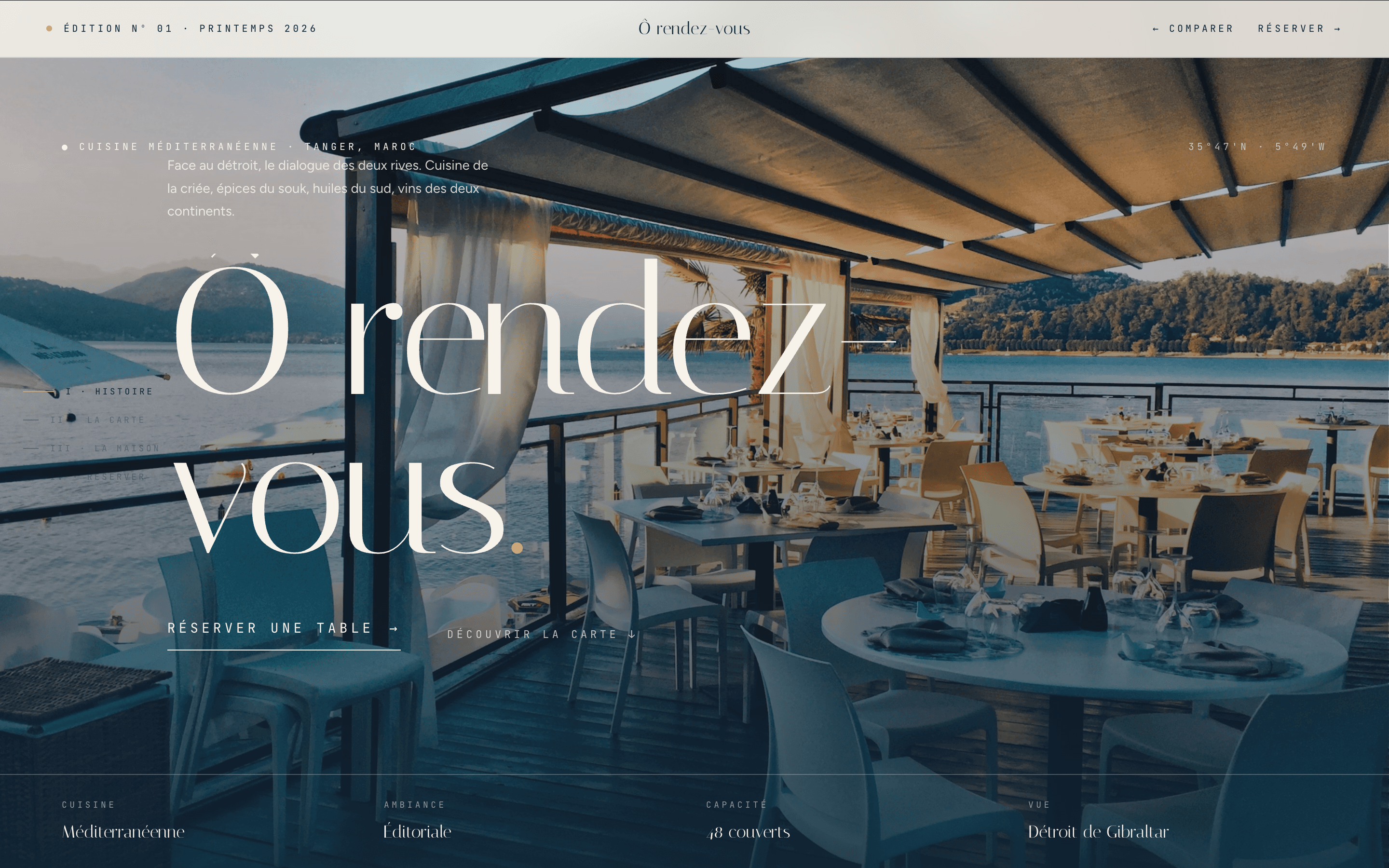 Aperçu du site restaurant sur desktop